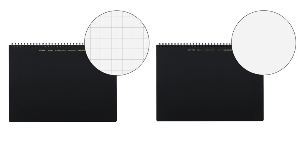 （左から）5mm方眼罫タイプ、無地タイプ